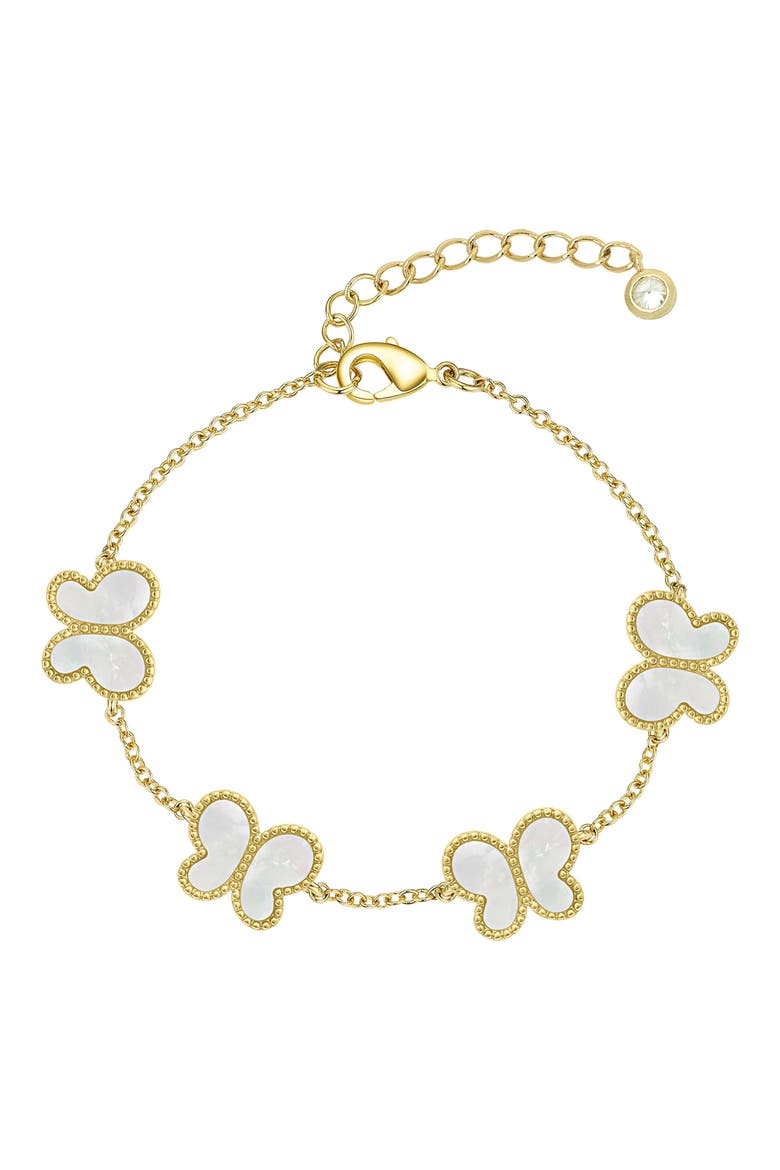 Mother of Pearl Butterfly Bracelet, Main, color, GOLD