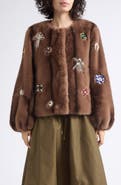 Cinq à Sept Benson Jewel Cluster Faux Fur Coat