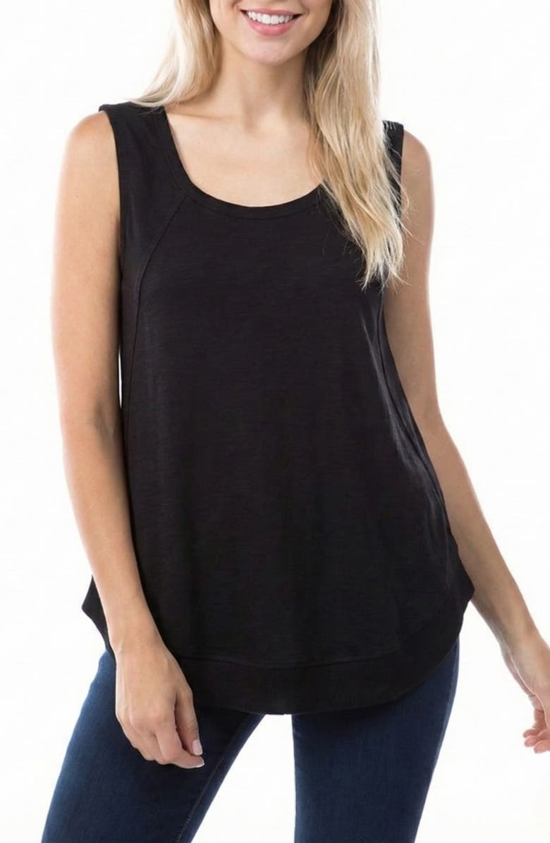 APNY Curve Hem Cotton Tank, Main, color, Black