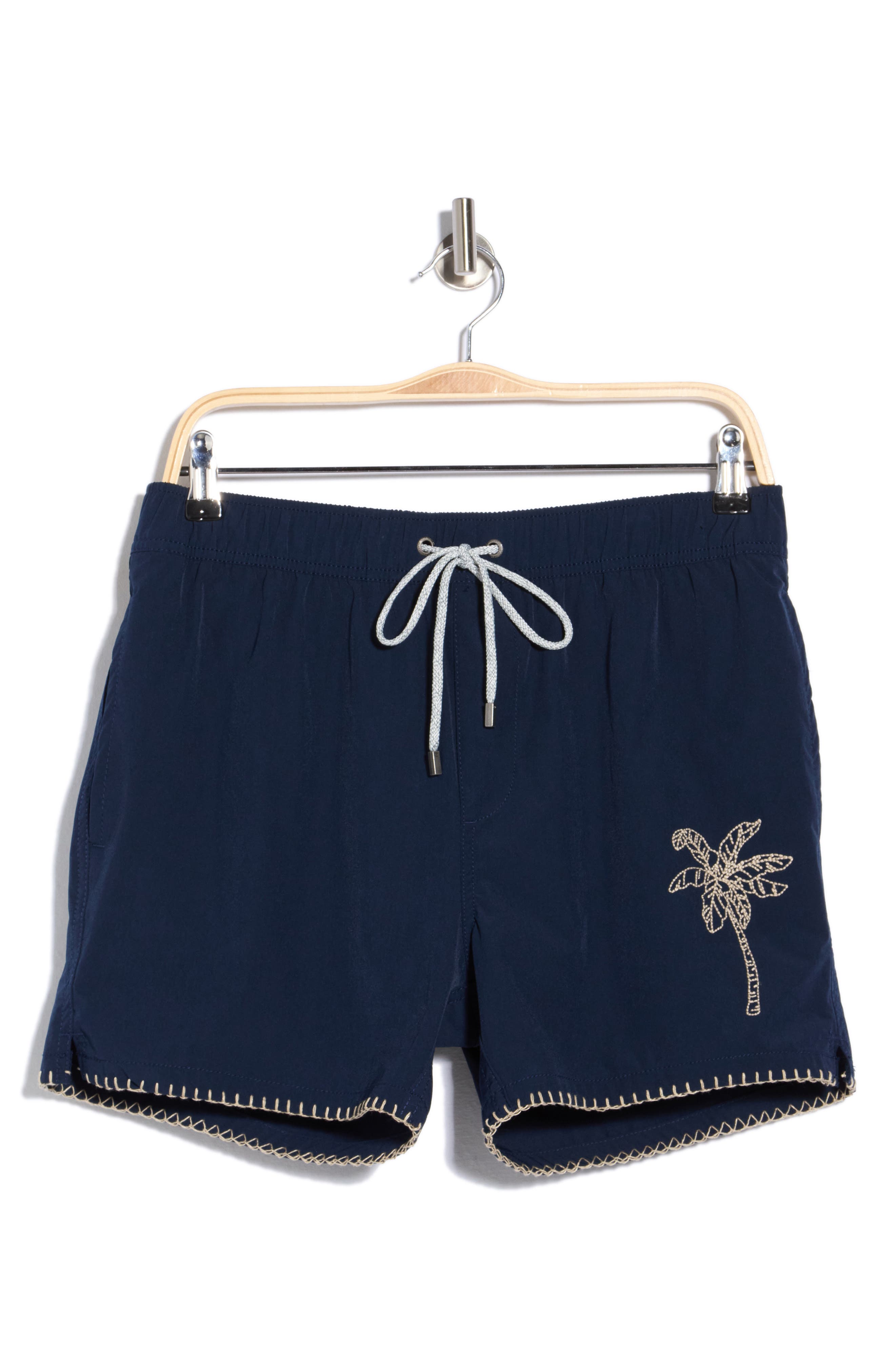 Embroidered Palm Volley Swim Shorts