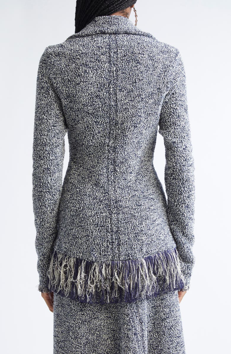 Rabanne Fringe Hem Bouclè Jacket, Alternate, color, Navy/ White