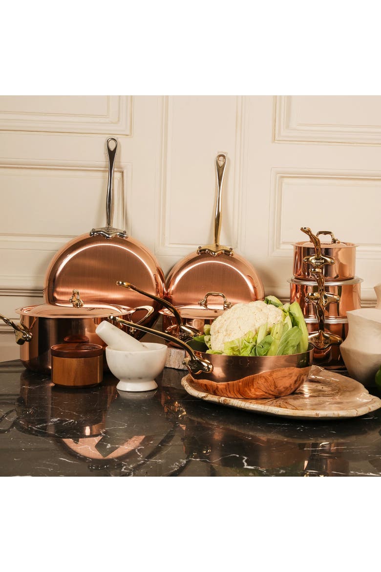 M'Heritage 150 B Copper 9.9-Quart Stockpot With Lid and Brass Handles, Alternate, color, Copper