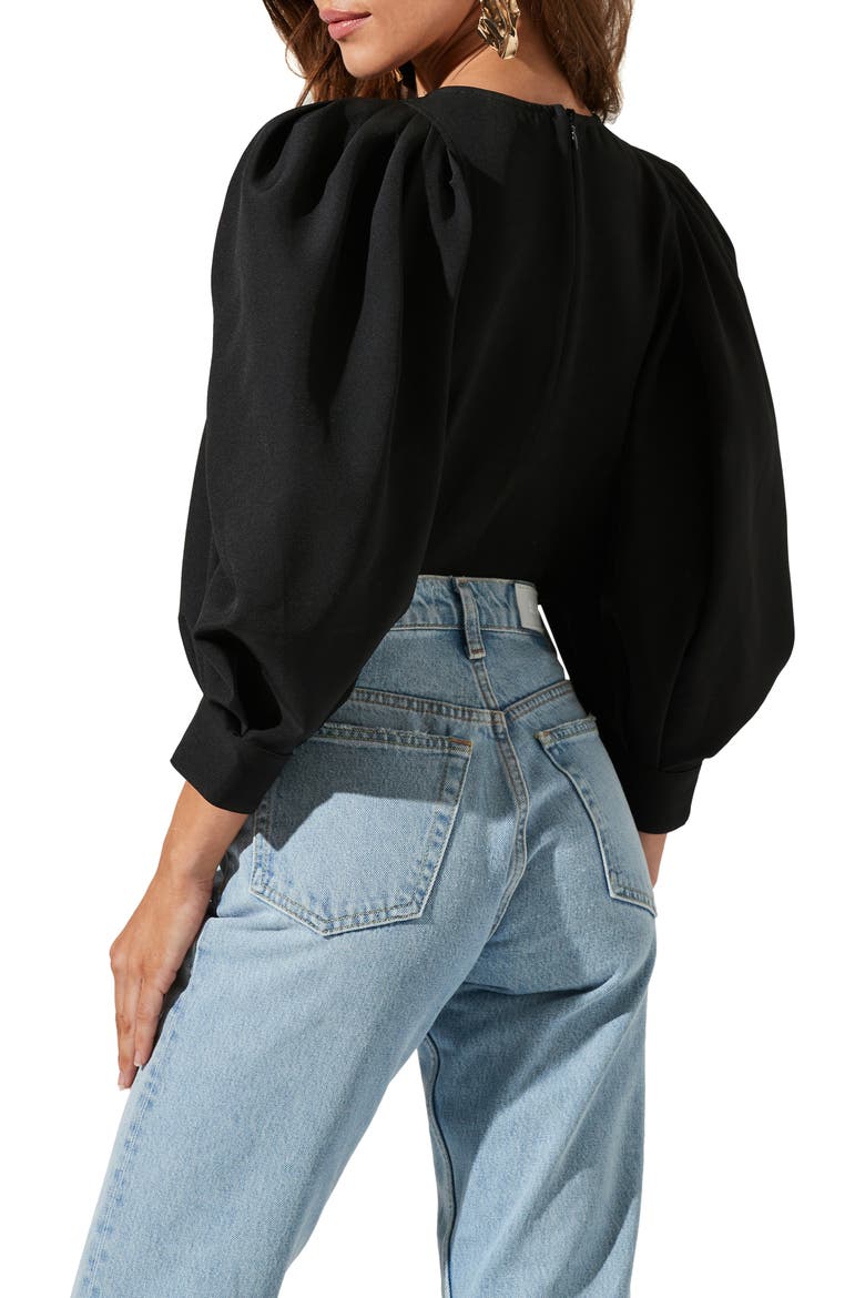 Bubble Sleeve Blouse, Alternate, color, BLACK