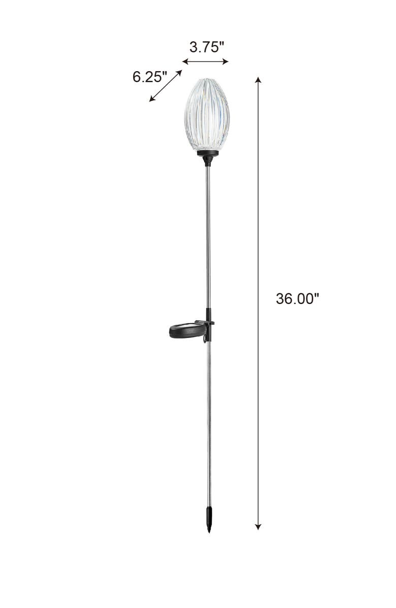 Glitzhome Set of 3 Solar Stake Oval Flower Light with Stainless Steel Pole, Alternate, color, Black