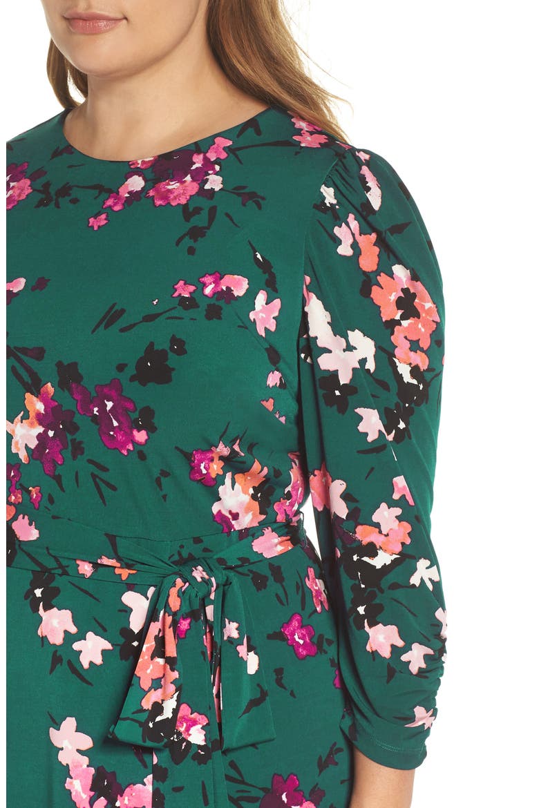 Floral Print Midi Dress, Alternate, color, GREEN