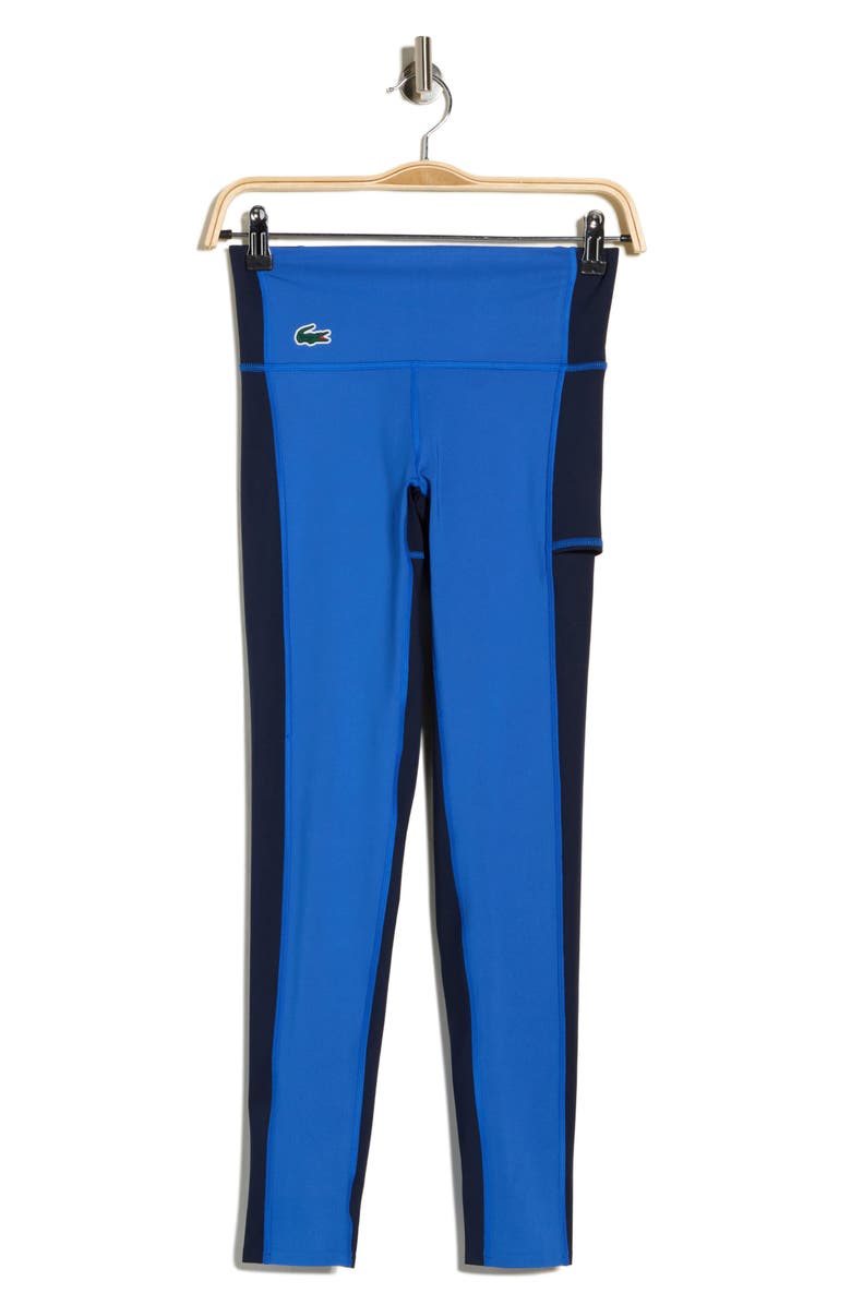 Lacoste Colorblock Crop Leggings, Main, color, Navy Blue/ Ladigue