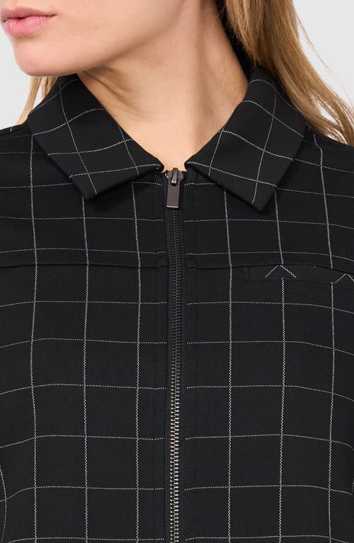 Halogenr Halogen(r) Windowpane Check Crop Zip-up Jacket In Rich Black