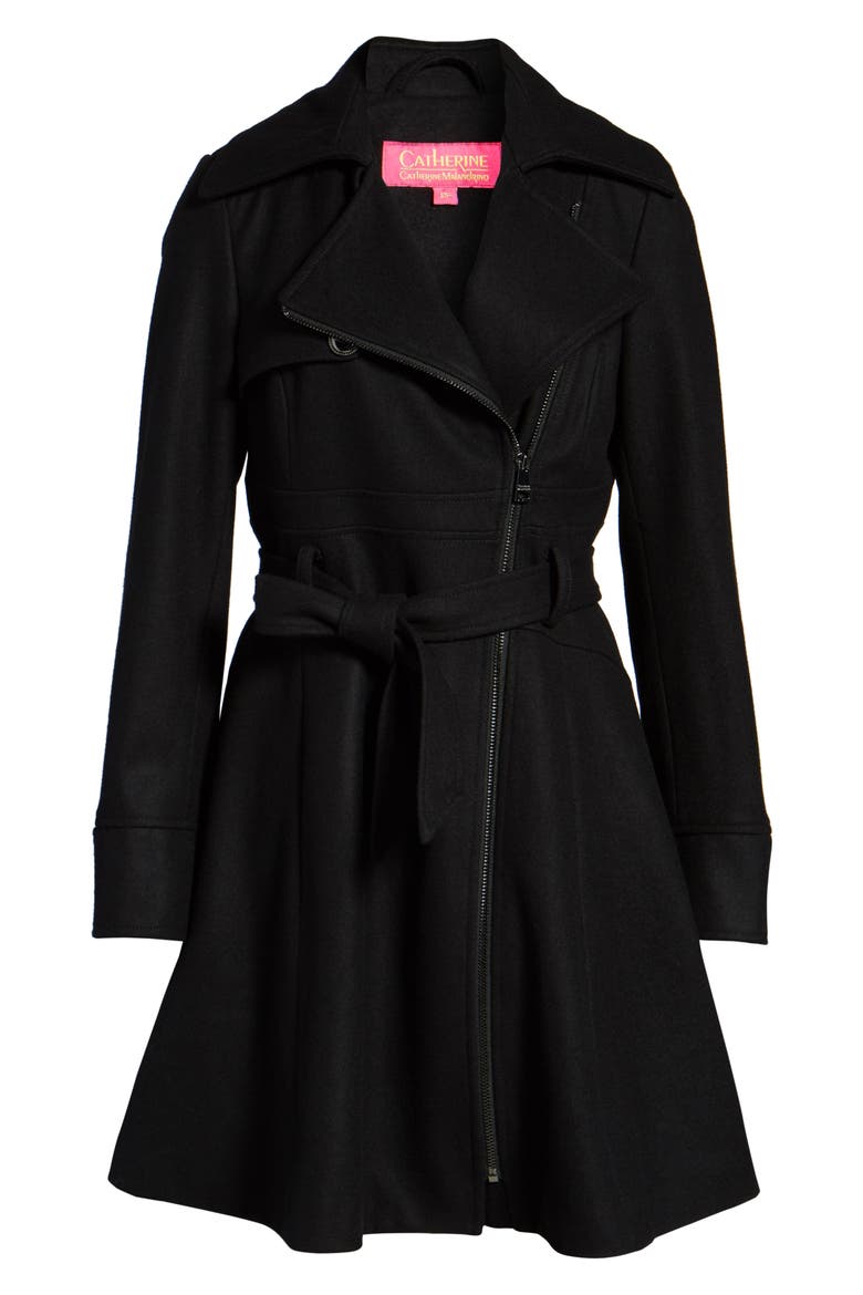 Fit & Flare Coat, Alternate, color, BLACK