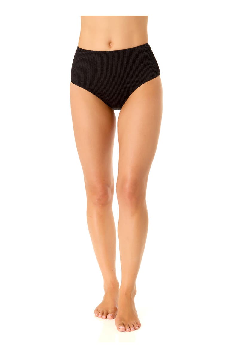 Anne Cole Women
s Live In Color Textured High Waist Swim Bottom, Alternate, color, Black