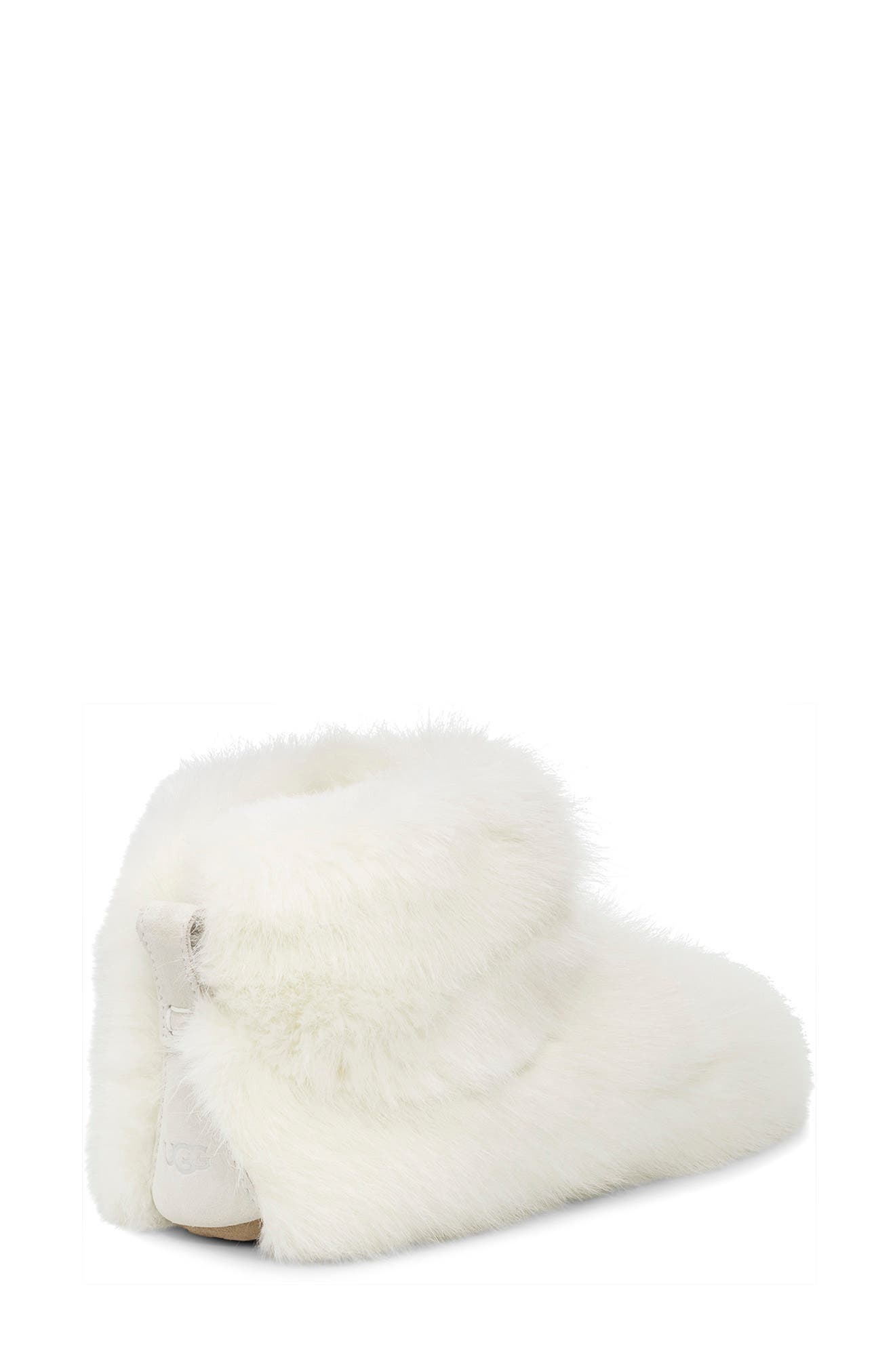 Amary Faux Fur Slipper Bootie, Alternate, color, WHITE FABRIC