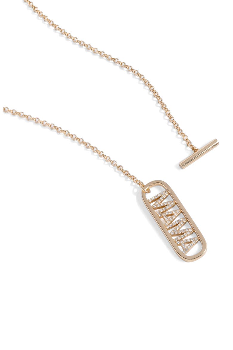 Mama Pave Toggle Necklace, Alternate, color, Gold
