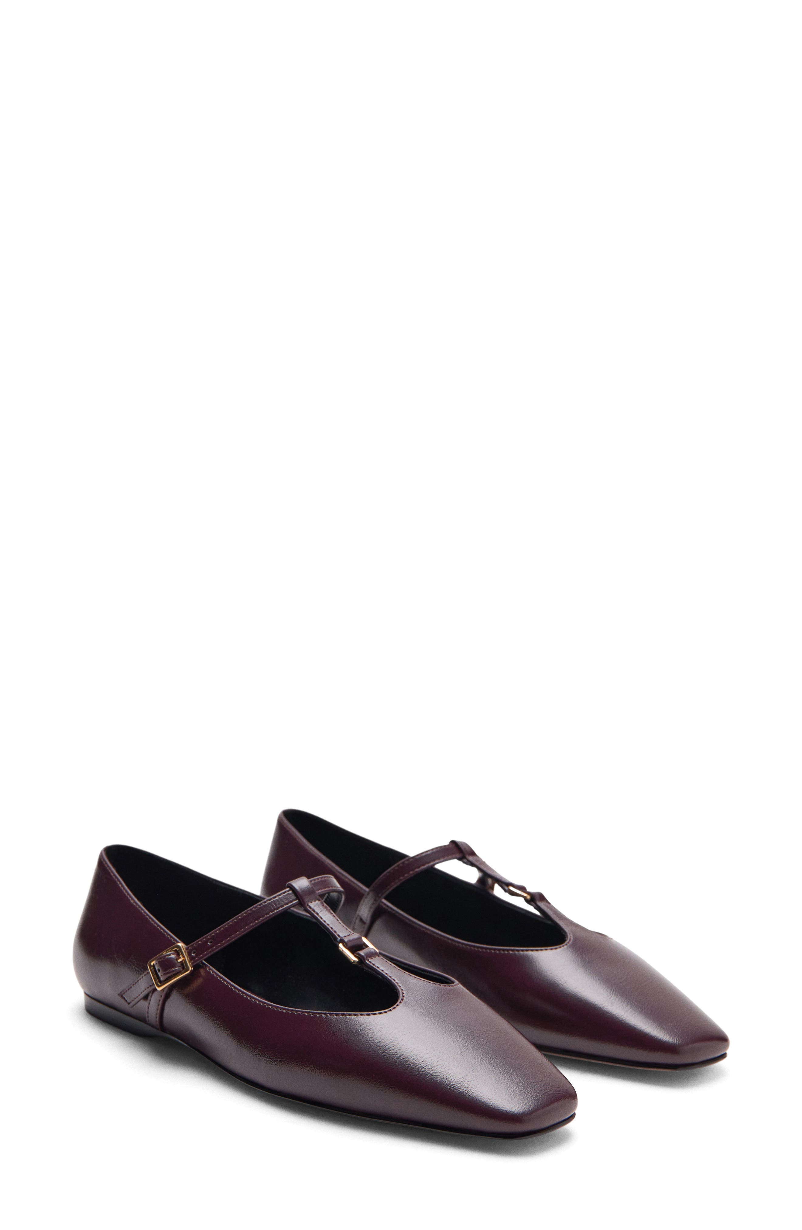 MANGO T-Strap Flat, Main, color, Burgundy