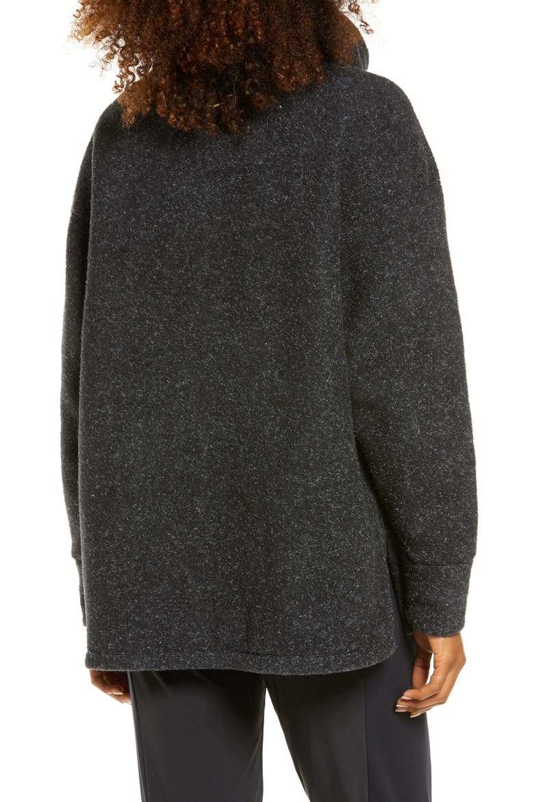 Cowl Neck Fleece Pullover, Alternate, color, BLACK/ HTR/ METALLIC GOLD