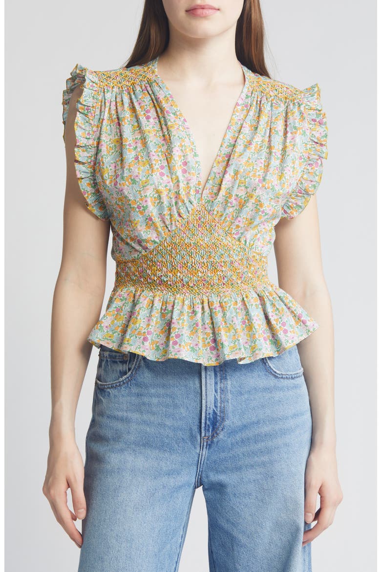 x Liberty London Valeria Floral Print Top (Nordstrom Exclusive), Main, color, TOP PASTEL POPPY DAISY