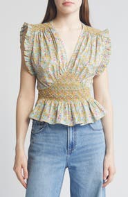 Loretta Caponi x Liberty London Valeria Floral Print Top (Nordstrom Exclusive)