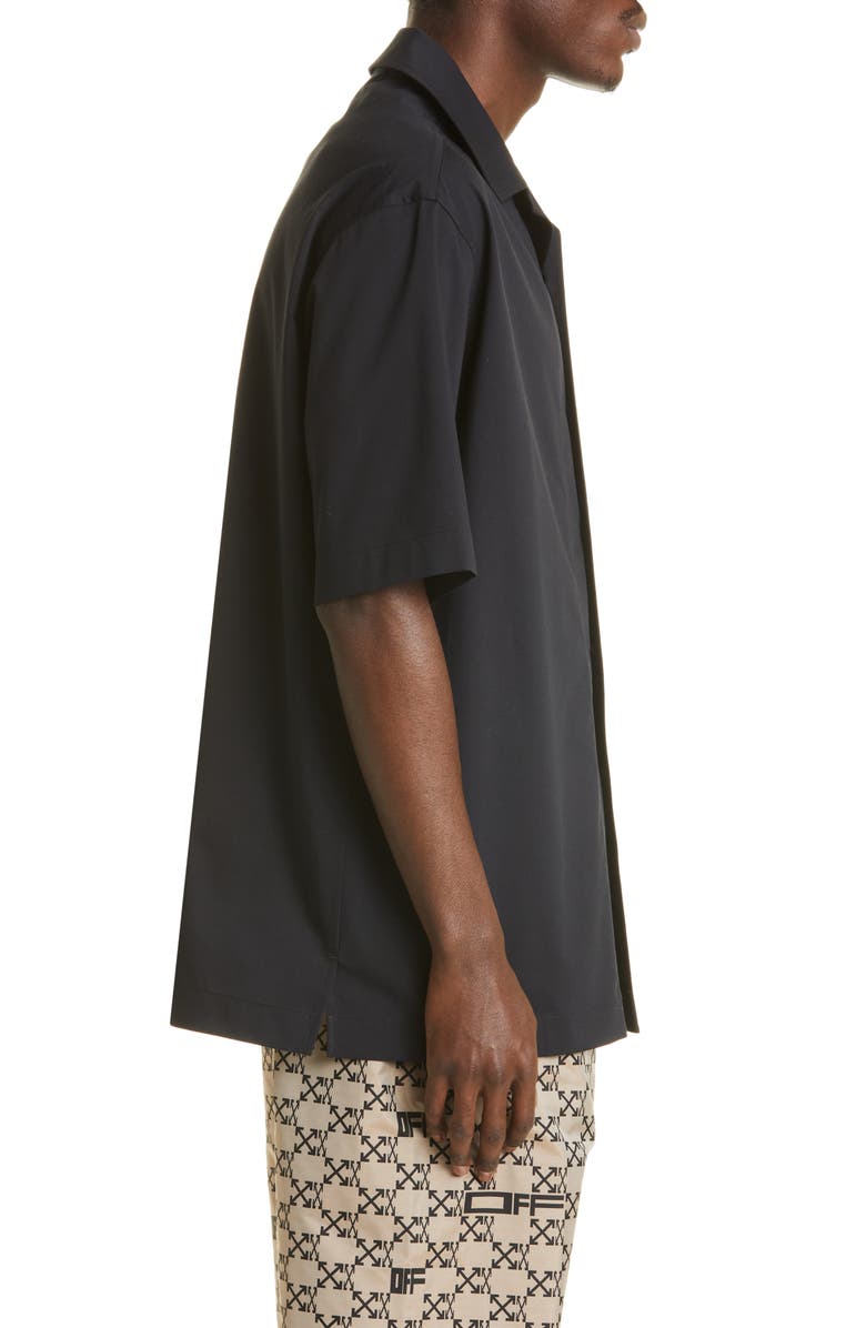 Off-White Single Arrow Short Sleeve Cotton Blend Button-Up Shirt, Alternate, color, 