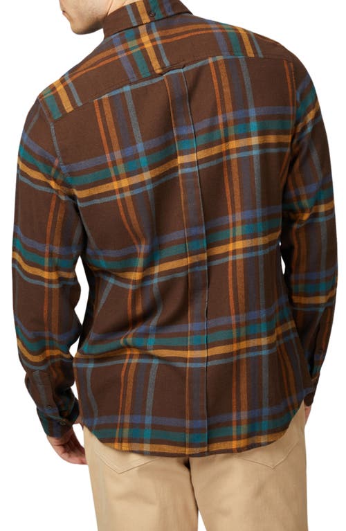 Ben Sherman Men's Regular-fit Oversized Brushed Check Button-down Shirt In Dark Brown