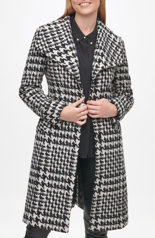 Karl Lagerfeld Paris Puff Sleeve Belted Coat In Multi