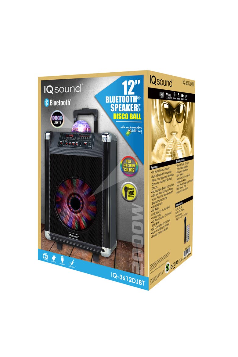 12 Inch Portable Bluetooth Speaker Disco Ball Light, Alternate, color, Black
