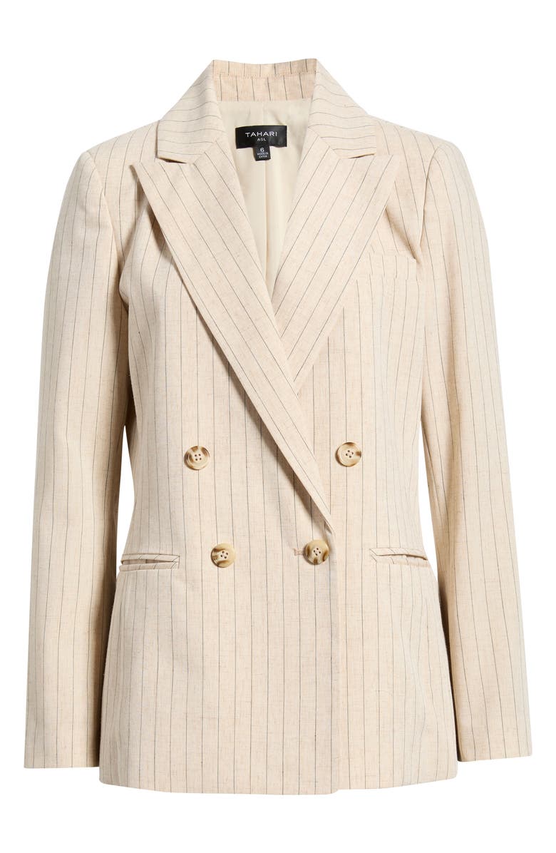 Tahari ASL Pinstripe Double Breasted Blazer, Alternate, color,
