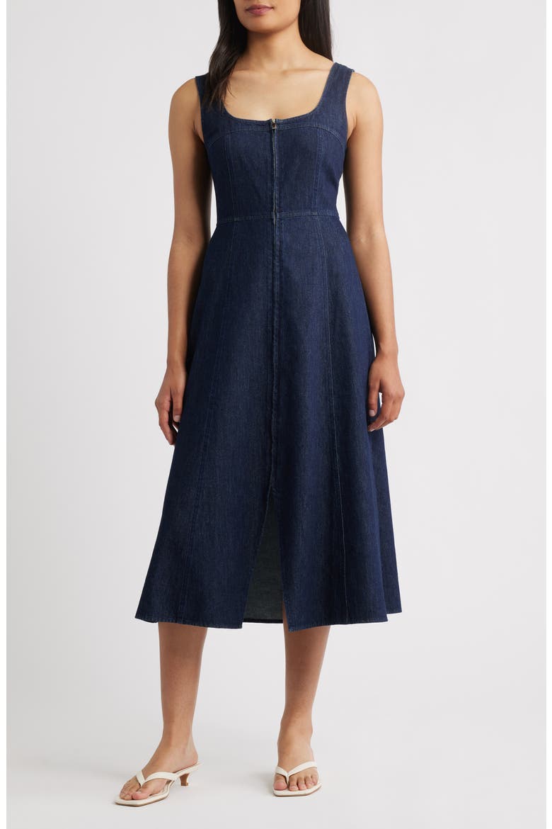 Denim A-Line Dress, Main, color, DENIM