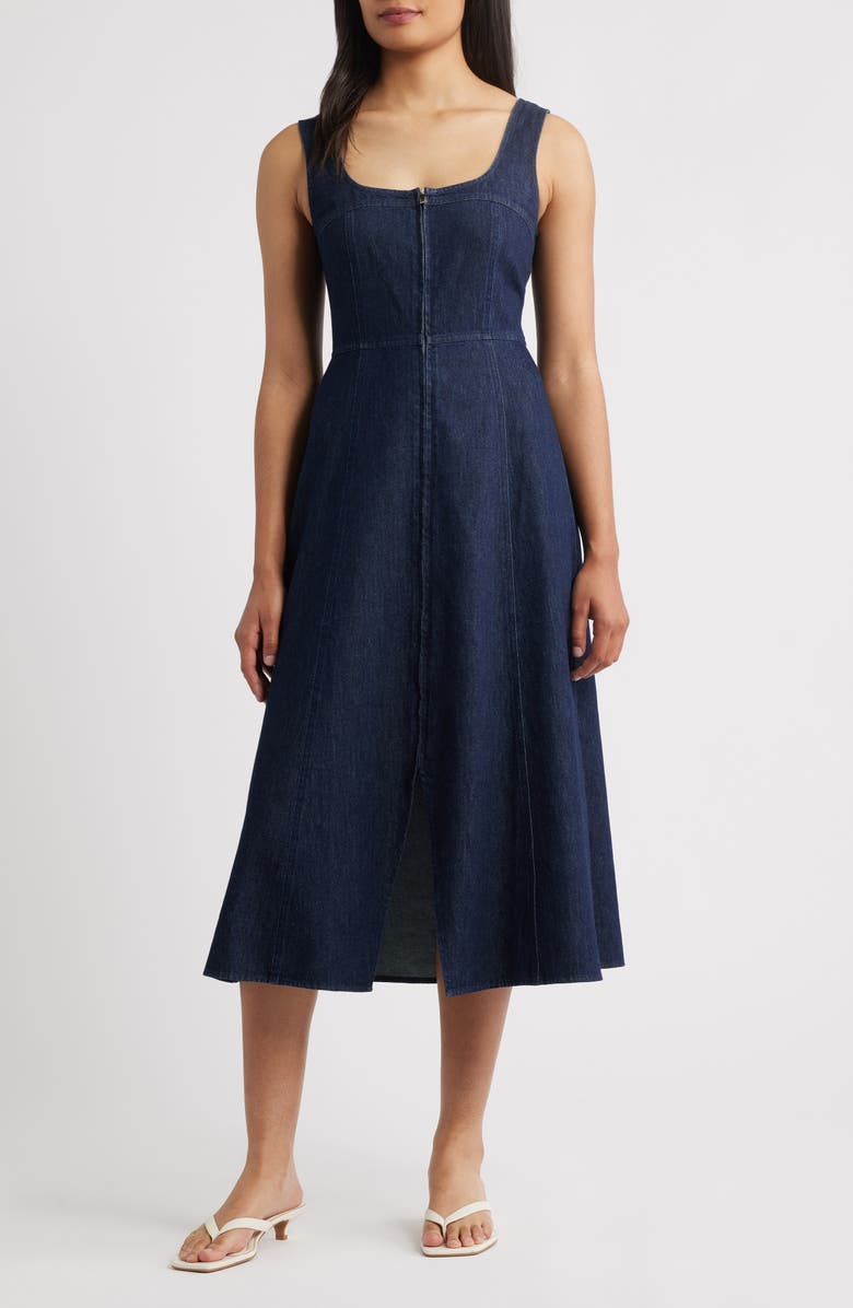 ZOE AND CLAIRE Denim A-Line Dress, Main, color, Denim