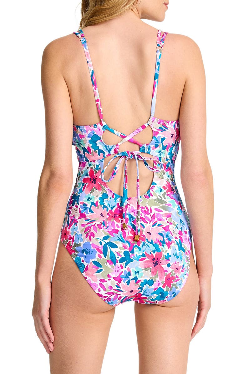 Tommy Bahama Watercolor Floral Print One-Piece Swimsuit, Alternate, color, 