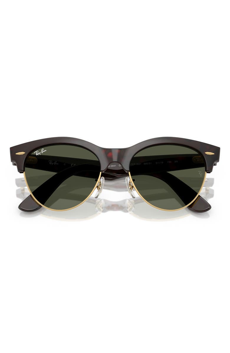 Ray-Ban Clubmaster Way 54mm Square Sunglasses, Alternate, color, Red Havana On Gold