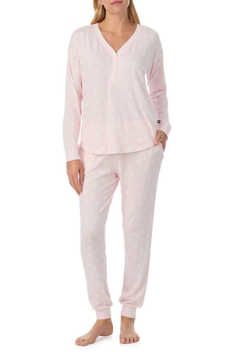 Kate Spade New York print henley pajamas, Main, color, Pink/ White