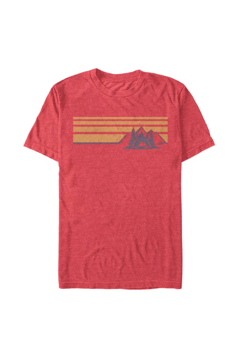 Men's Lost Gods Retro Camping Tent Scene  Graphic T-Shirt, Main, color, Red Heather