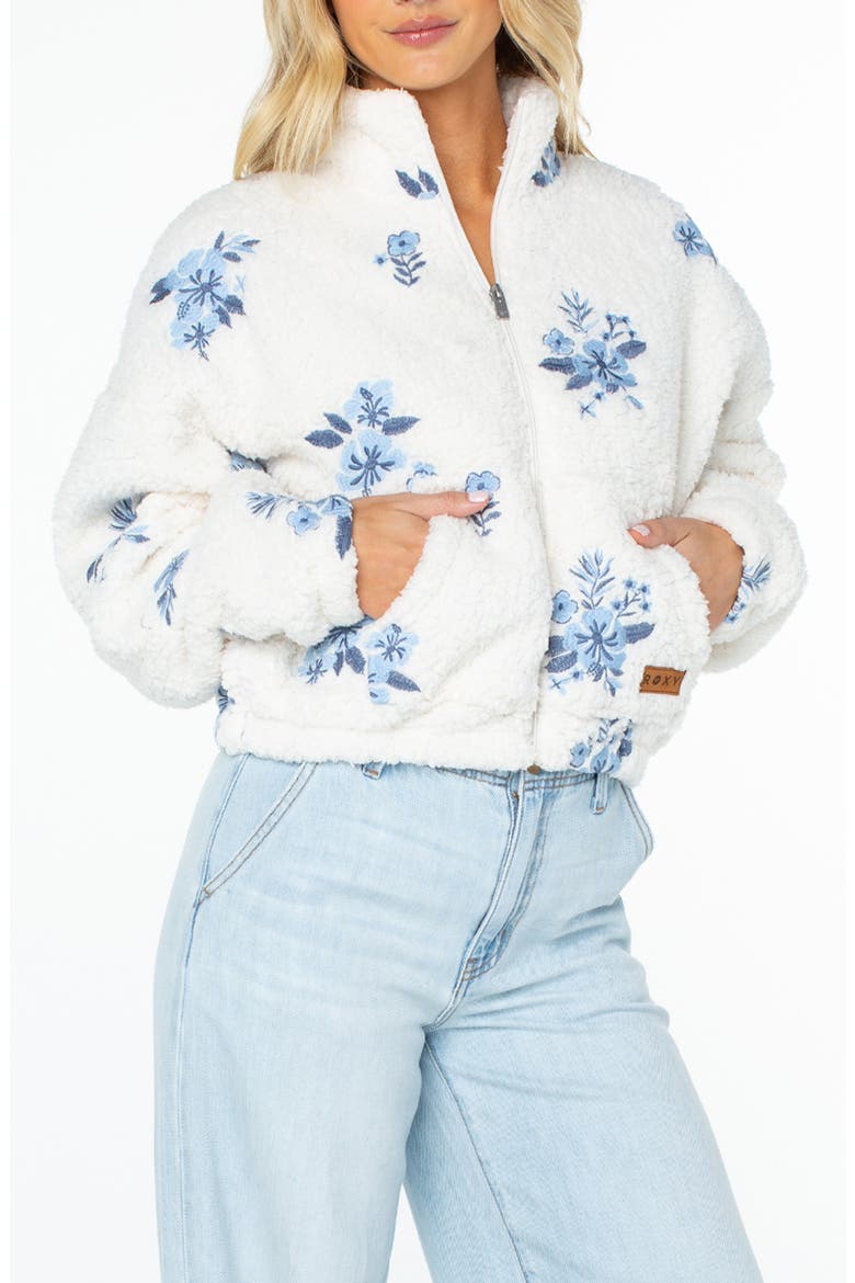 Embroidered High Pile Fleece Jacket, Alternate, color, WILD WIND