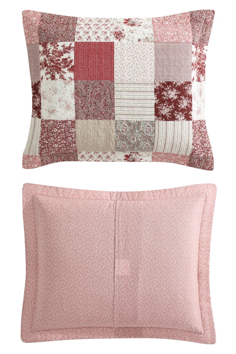 Celina Patchwork Quilt Set, Alternate, color, CRANBERRY/ BISCUIT