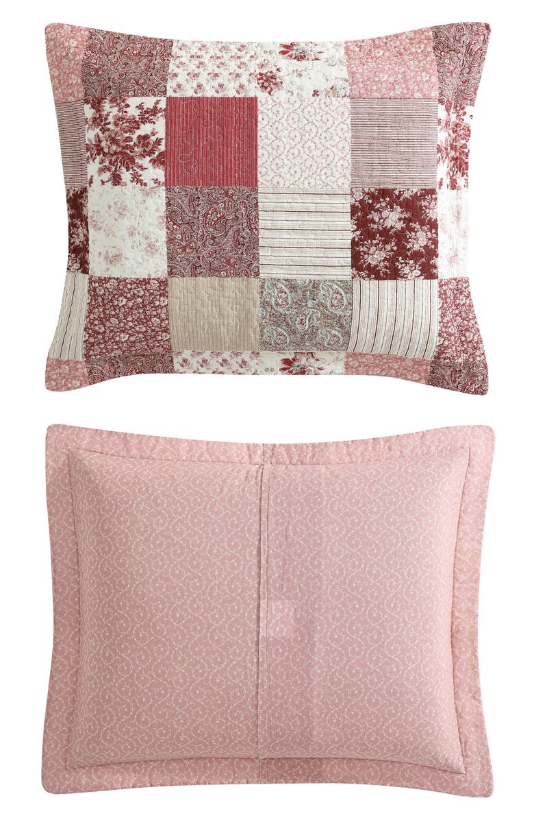 Laura Ashley Celina Patchwork Quilt Set, Alternate, color, Cranberry/ Biscuit