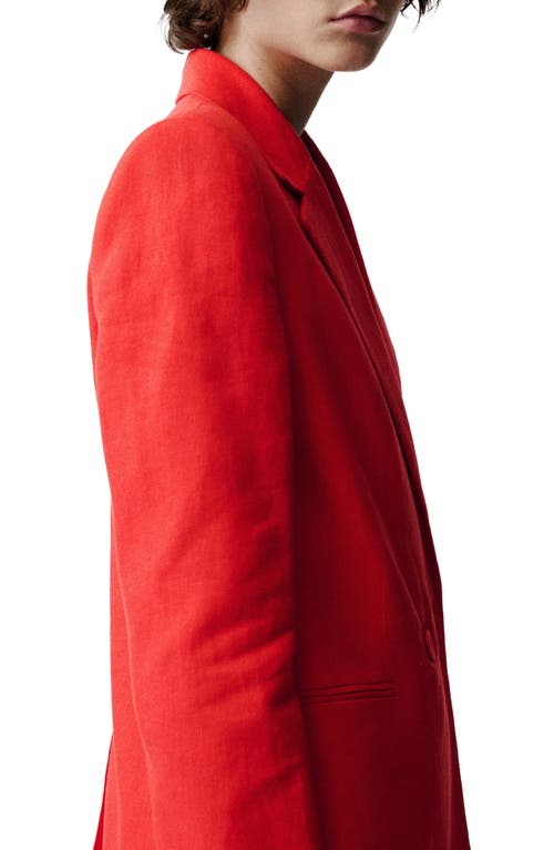 Mango Double Breasted Linen Suit Blazer In Red
