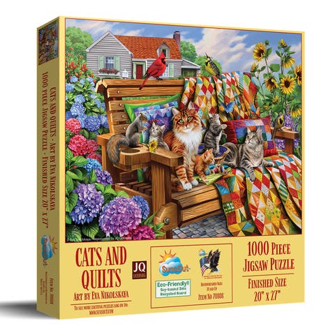 Cats and Quilts 1000 piece Jigsaw Puzzle for Adults