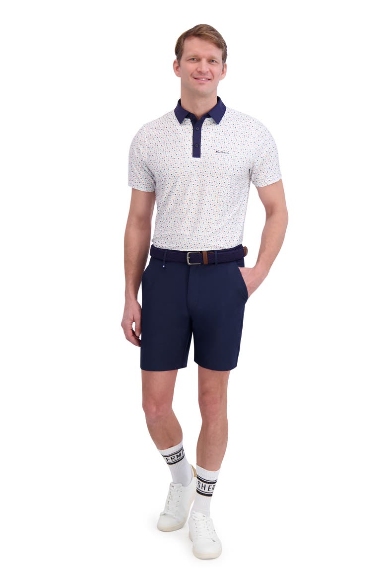 Polka Dot Print Tech Jersey Golf Polo, Alternate, color, CORAL