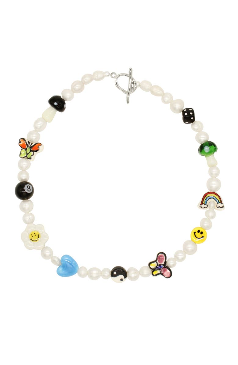 Velvet Luna Mixed Charm Pearl Necklace, Main, color, Multi Colored