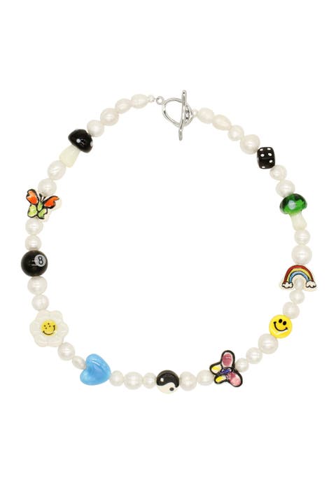 Mixed Charm Pearl Necklace