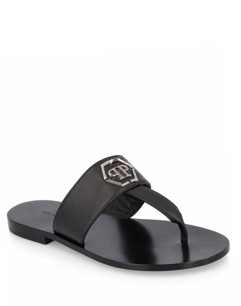 Leather Flat Sandals Hexagon Men