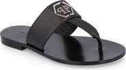 PHILIPP PLEIN Leather Flat Sandals Hexagon Men
