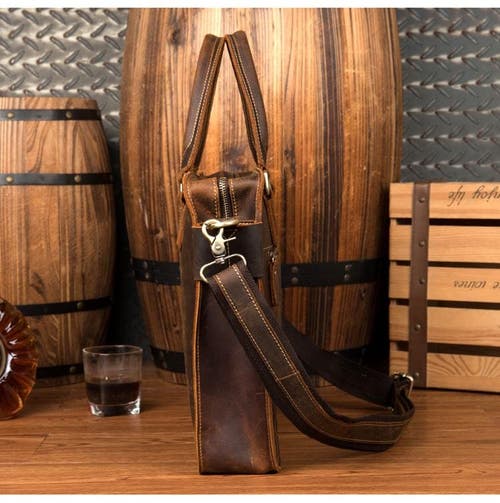 Steel Horse Leather The Viggo Briefcase | Genuine Leather Messenger Bag In Brown