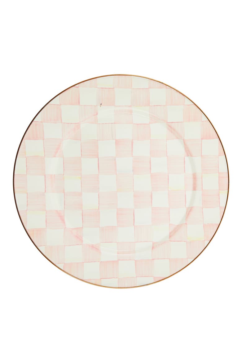 Rosy Check Enameled Steel Serving Platter, Main, color, PINK/ WHITE
