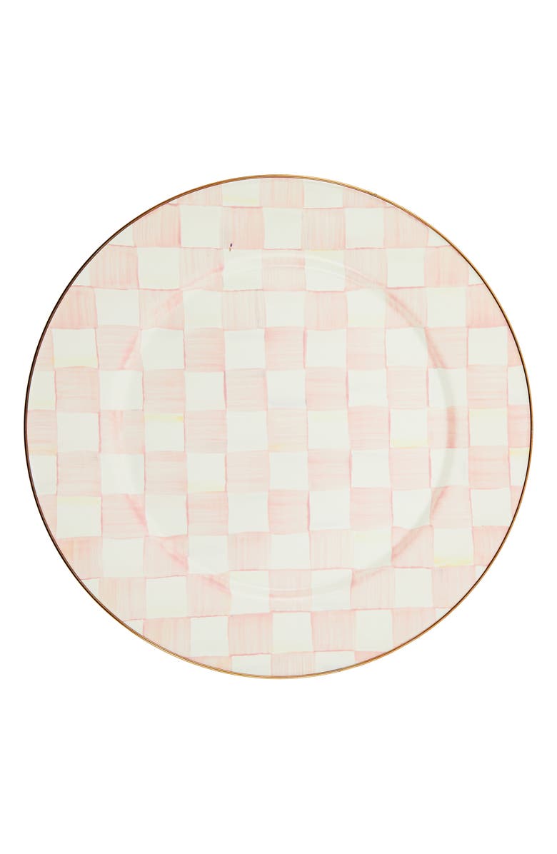 MACKENZIE CHILDS Rosy Check Enameled Steel Serving Platter, Main, color, Pink/ White