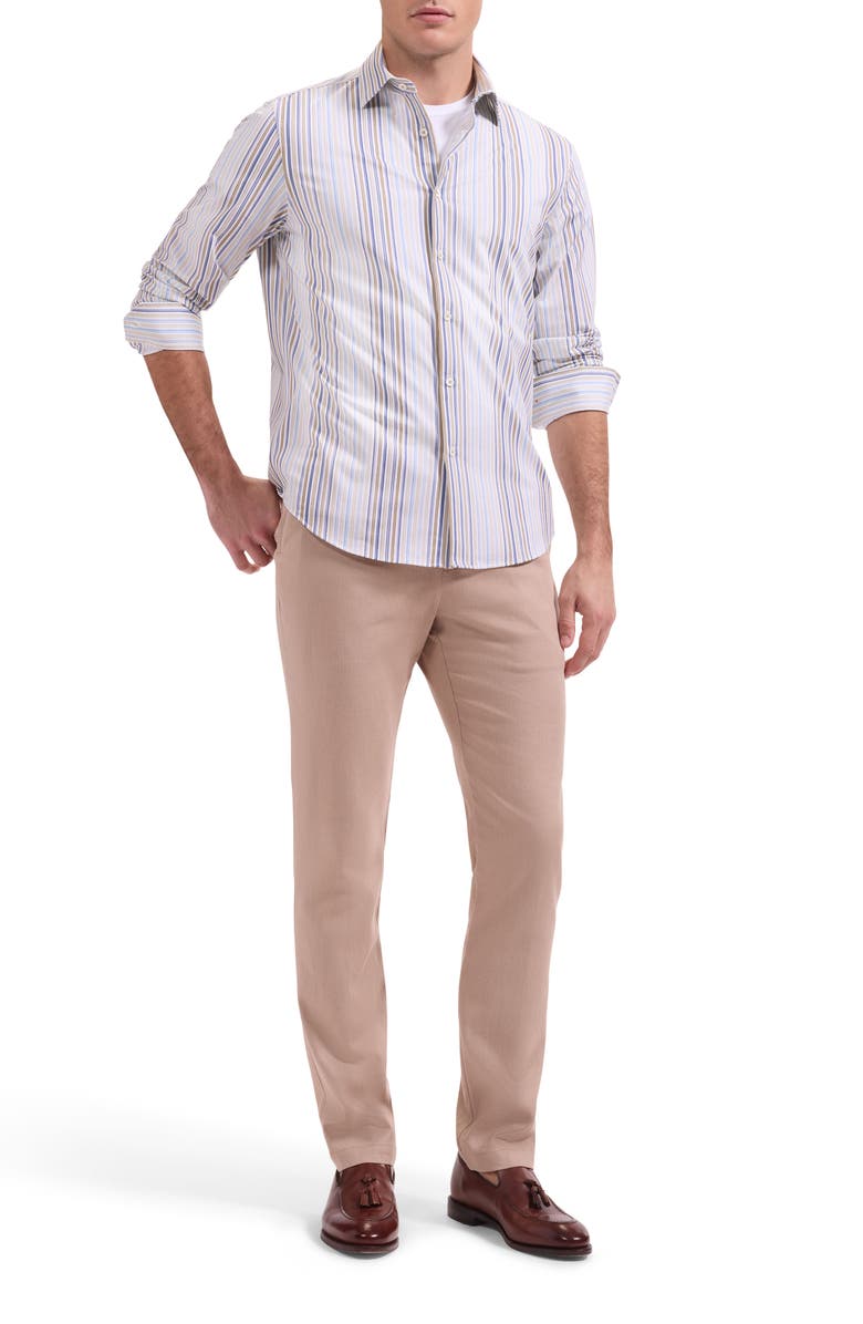Bugatchi James OoohCotton<sup>®</sup> Stripe Print Button-Up Shirt, Alternate, color, Walnut