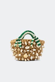 SIMONMILLER EMBELLISHED SHELLY BAG WITH SCARF HANDLE