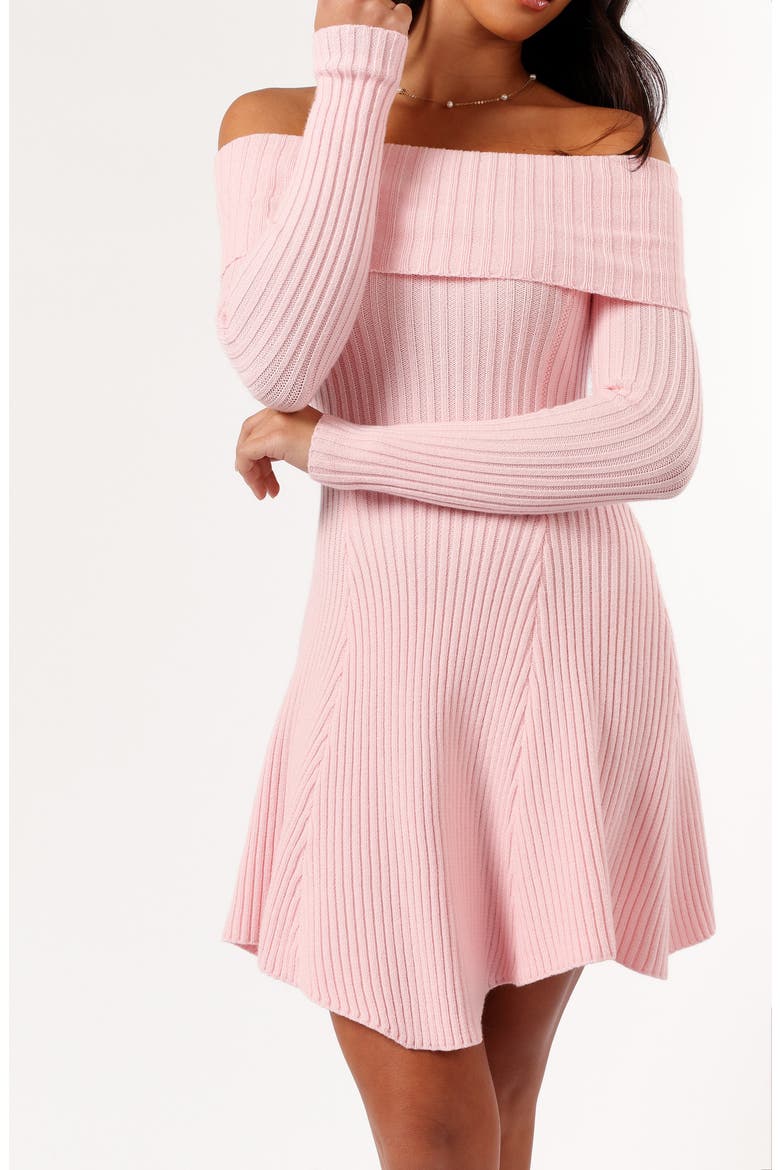 Francisco Off the Shoulder Long Sleeve Sweater Dress, Alternate, color, PINK