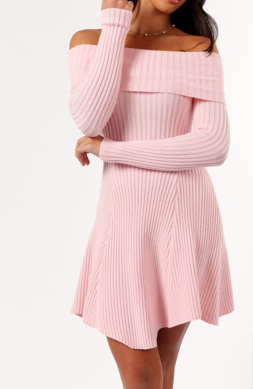 Petal And Pup Petal & Pup Francisco Off The Shoulder Long Sleeve Sweater Dress In Pink