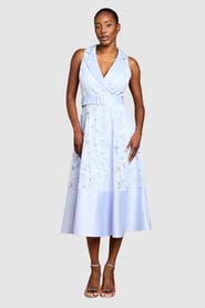 Coast Satin Trim Lace Collard Midi Dress