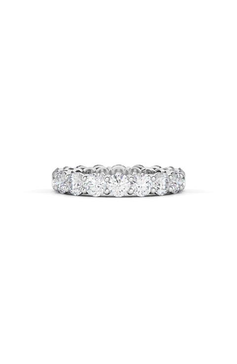 Lab Created Diamond Single Prong 18K Gold Eternity Band Ring