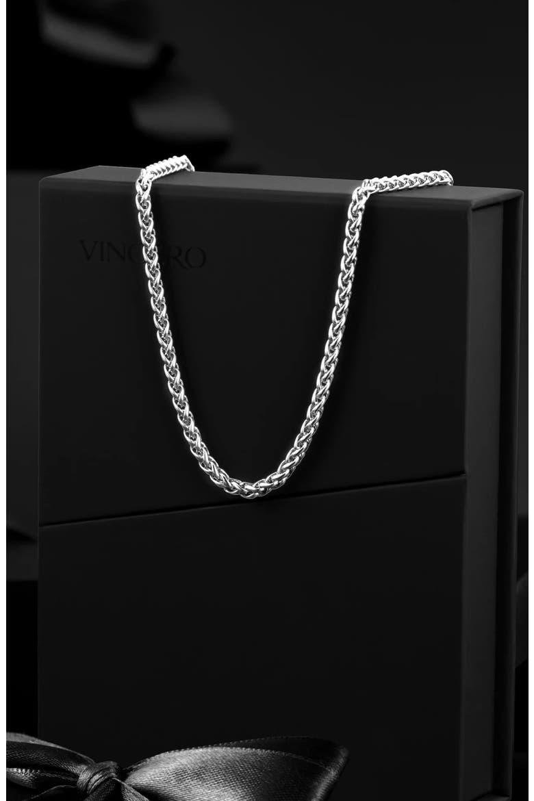 Men's Wheat Chain Necklace, Alternate, color, SILVER